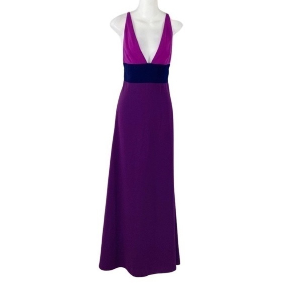 Jill Stuart Viola & Deep Violet & Deep Iris Color Block Gown 6 MM7 - Picture 4 of 12